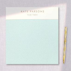 Einfaches elegantes Pastel Blue Leather Border Not Notizblock