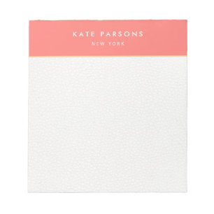 Einfaches elegantes Peach Coral Leather Notepad Notizblock