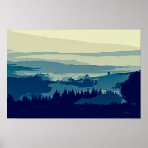 Einfaches elegantes Plakat der Gebirgslandschaft 