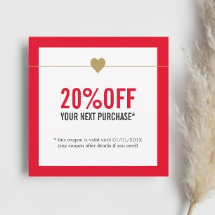 Einfaches elegantes Red White Beauty Salon Coupon Mitteilungskarte