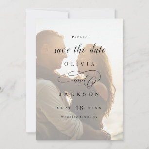 Einfaches elegantes, romantisches Skript-Foto Save The Date