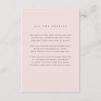 Einfaches elegantes Rosa | Angaben zum Hochzeitgas