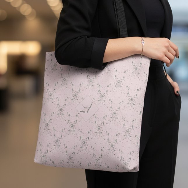 Einfaches, elegantes, rosa Glitzer-Muster Monogram Tasche (Von Creator hochgeladen)