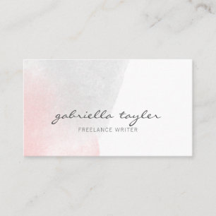 Einfaches, elegantes, rosa, graues Watercolor-Skri Visitenkarte