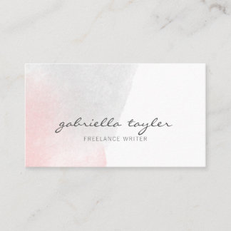 Einfaches, elegantes, rosa, graues Watercolor-Skri Visitenkarte