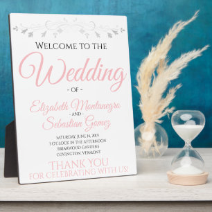 Einfaches, elegantes, rosa Hochzeitssymbol Fotoplatte