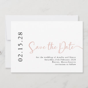 Einfaches elegantes Rosa-Kalligrafie-Schriftart Save The Date