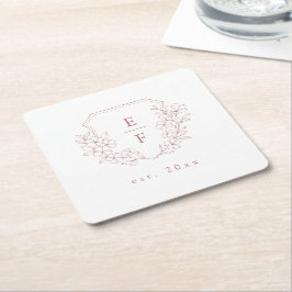 Einfaches elegantes rosa Kirschblossom Monogramm-W Rechteckiger Pappuntersetzer