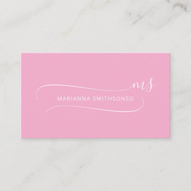 Einfaches Elegantes Rosa Minimalistisches Doppelmo Visitenkarte (Vorderseite)