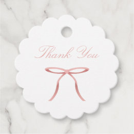 Einfaches Elegantes Rosa Schleife Baby Shower Geschenkanhänger
