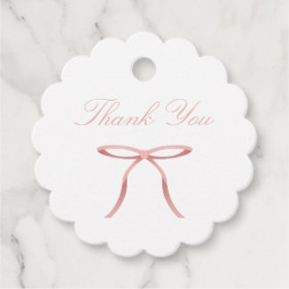 Einfaches Elegantes Rosa Schleife Baby Shower Geschenkanhänger