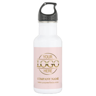Einfaches Elegantes Rosa und Gold Firmenlogo Edelstahlflasche