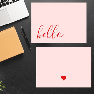 Einfaches elegantes Rosa und Rotes Herz Mitteilungskarte