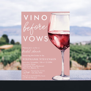 Einfaches Elegantes Rosa Vino Before Vows Brautpar Einladung