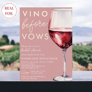 Einfaches Elegantes Rosa Vino Before Vows Brautpar Folieneinladung