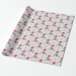 Einfaches elegantes rotes Blumenmuster Geschenkpapier