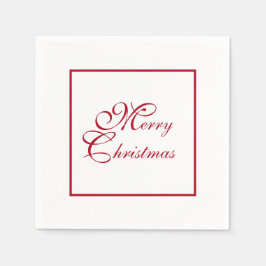 Einfaches elegantes, rotes Script Weißes Weihnacht Serviette