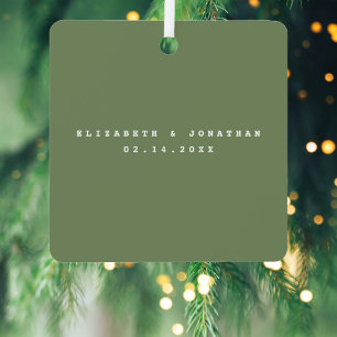 Einfaches elegantes Sage Green Couple Wedding Foto Ornament Aus Metall