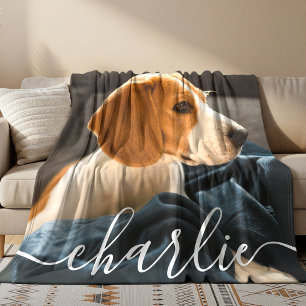 Einfaches Elegantes Schickes Haustier-Foto-Fleece- Fleecedecke