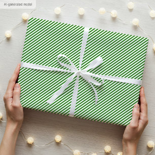 Einfaches Elegantes Schmales Streifenmuster Grün W Geschenkpapier