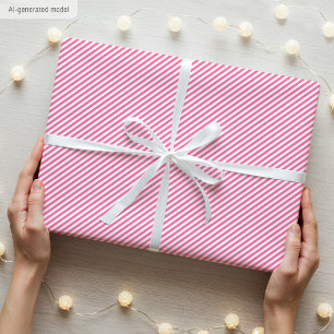 Einfaches elegantes schmales Streifenmuster Rosa W Geschenkpapier