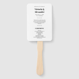 Einfaches elegantes Schwarz-Weiß-Hochzeitsprogramm Fächer