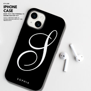 Einfaches elegantes Schwarz-Weiß-Skript Case-Mate iPhone 14 Hülle