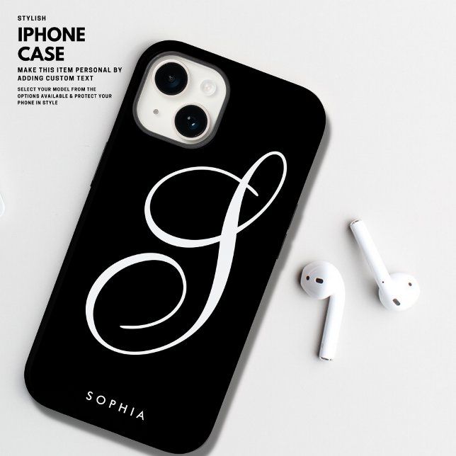 Einfaches elegantes Schwarz-Weiß-Skript Case-Mate iPhone 14 Hülle (Von Creator hochgeladen)
