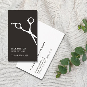 Einfaches elegantes Schwarz-weißes Scissor Friseu Visitenkarte