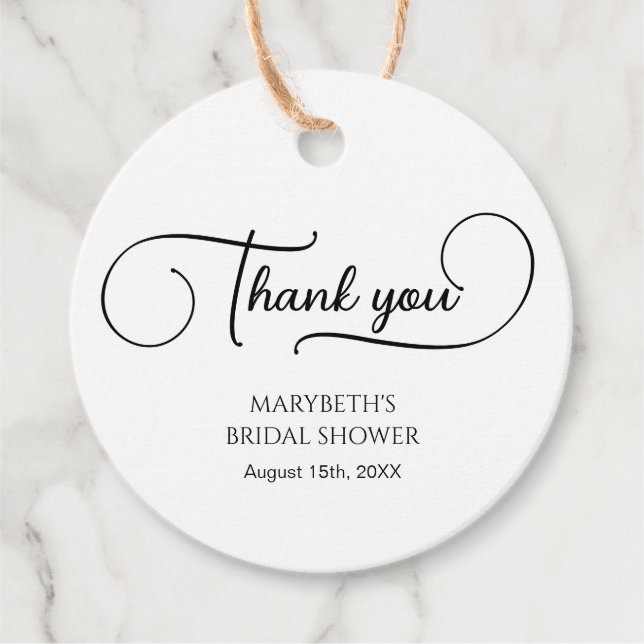 Einfaches elegantes Script-Brautparty Vielen Dank Geschenkanhänger (Vorderseite)