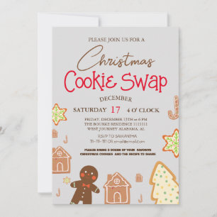Einfaches elegantes Script Cookie Swap Weihnachts- Einladung