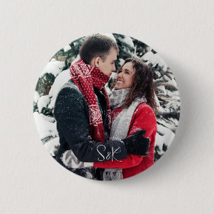 Einfaches elegantes Script Couple-Foto und Initial Button