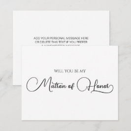 Einfaches elegantes Script Matron of Honor Vorschl Mitteilungskarte