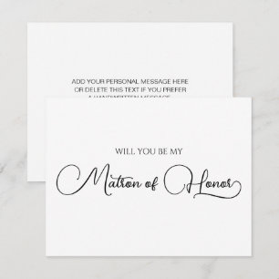 Einfaches elegantes Script Matron of Honor Vorschl Mitteilungskarte