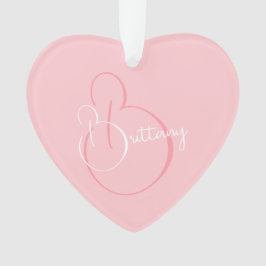 Einfaches, elegantes Script Personalisiert Pink He Ornament