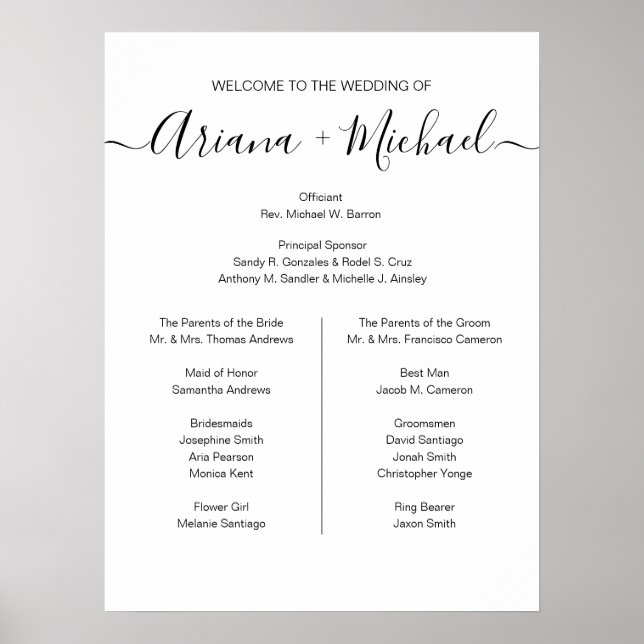 Einfaches elegantes Script Wedding Sign Brautparty Poster (Vorne)