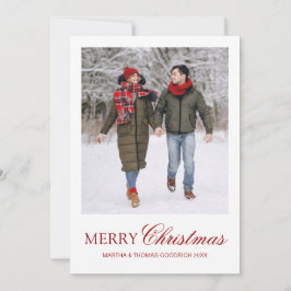 Einfaches, elegantes Script White Frame Foto Weihn Feiertagskarte