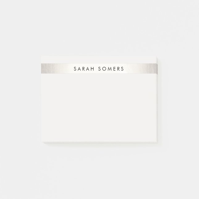 Einfaches elegantes Silver Stripe-Personalisierter Post-it Klebezettel (Vorderseite)