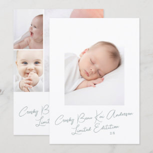 Einfaches Elegantes Skript Foto Baby Geburt Ankündigung