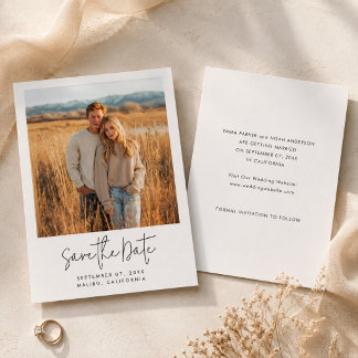 Einfaches Elegantes Skript Foto Budget Save-the-Da Save The Date