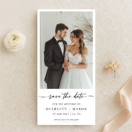 Einfaches Elegantes Skript Foto Hochzeit Lesezeich Save The Date