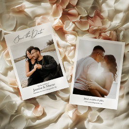 Einfaches elegantes Skript-Foto Hochzeit Speichern Einladung