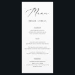 Einfaches, elegantes Skript für Hochzeiten Menükarte<br><div class="desc">Diese einfache,  elegante Script Wedding Food Menu Karte mit einem raffinierten Schwarz-Weiß-Design Set den Ton für ein exquisites Essen.</div>