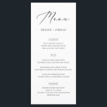 Einfaches, elegantes Skript für Hochzeiten Menükarte<br><div class="desc">Diese einfache,  elegante Script Wedding Food Menu Karte mit einem raffinierten Schwarz-Weiß-Design Set den Ton für ein exquisites Essen.</div>