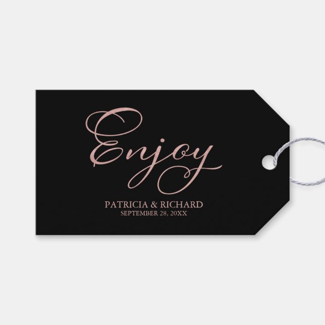 Einfaches elegantes Skript Gastgeschenk Hochzeit-T Geschenkanhänger (Vorderseite (Horizontal))