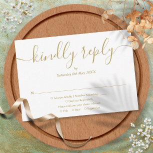 Einfaches elegantes Skript Goldene Mahlzeit Wahl RSVP Karte