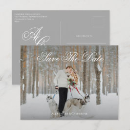 Einfaches elegantes Skript-Monogramm-Foto-Speicher Postkarte