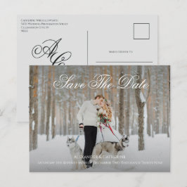 Einfaches Elegantes Skript-Monogramm-Foto-Speicher Postkarte