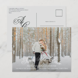 Einfaches Elegantes Skript-Monogramm-Foto-Speicher Postkarte