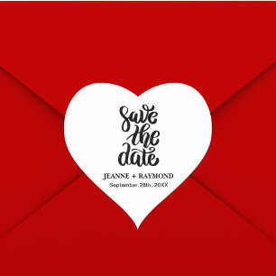 Einfaches elegantes Skript Save the Date Boho Wedd Herz-Aufkleber